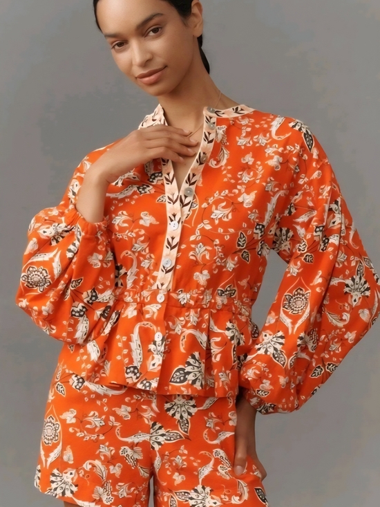 FARM Rio Pants - NWT Farm Rio Large Floral Button Front Cotton Ruffle Waist Puff Sleeve Romper